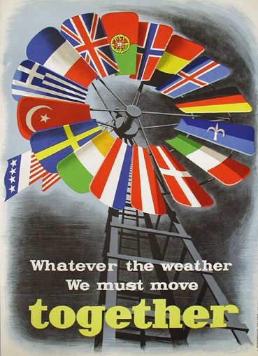Plakát vlády USA podporující kampaň na Marshallův plán v Evropě