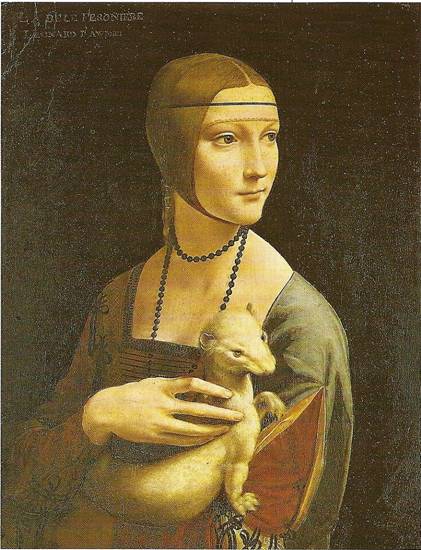 Leonardo da Vinci: Dáma s hranostajem, kolem 1485, 54 x 39 cm
