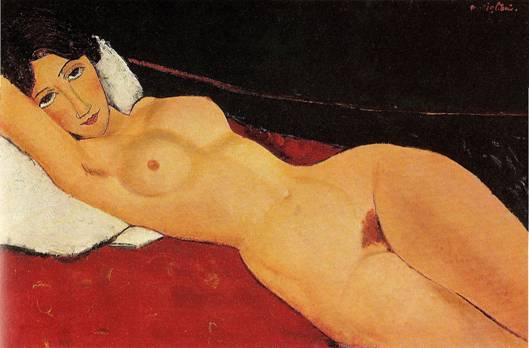 Modigliani Amadeo: Lec ensk akt na blm polti, 1917, 60 x 92 cm