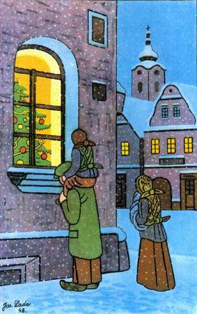 Lada Josef: Okno s vánočním stromečkem, 1949