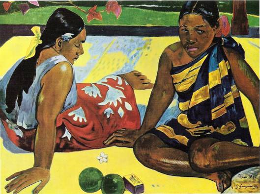 Gauguin Paul: Dvě Tahiťanky, 1892, 67 x 91 cm (Drážďany, Gemäldegalerie)