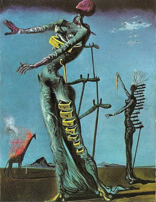 Dalí y Domenech Salvador: Hořící žirafa, 1935, 35 x 27 cm