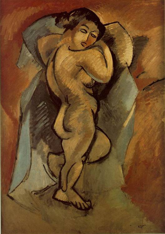 Braque Georges: Velký akt, 1908, 140 x 100 cm, Paříž