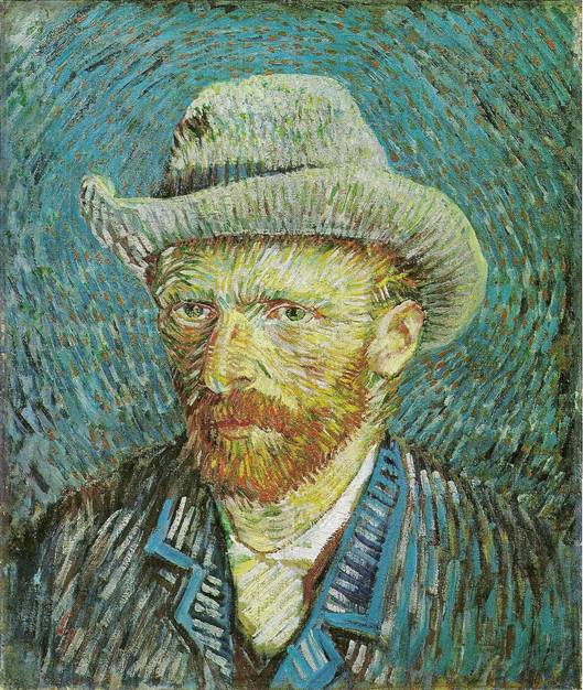 Gogh Vincent Willem van: Vlastní podobizna v šedém klobouku, 1887, 45 x 37 cm (Amsterodam, Stedelijk Museum)