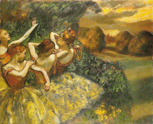 Degas Edgar: Čtyři tanečnice, kolem 1899, 151 x 180 cm