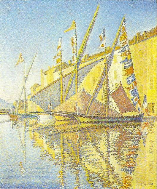 Signac Paul: Plachetnice v přístavu Saint Tropez, 1893, 65 x 47 cm (Wuppertal, Van-der-Heydt-Museum)