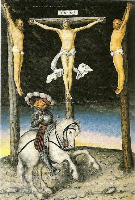 Cranach Lucas starší: Ukřižování se setníkem, obráceným na pravou víru, 1536, 50 x 35 cm