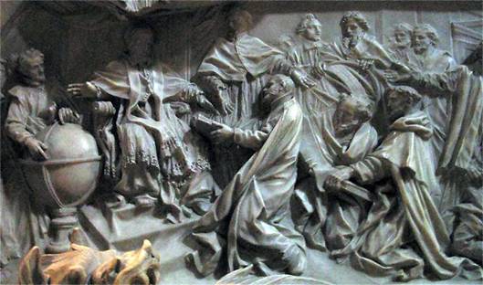 Detail na hrobce Řehoře XIII. ukazuje zavádění gregoriánského kalendáře