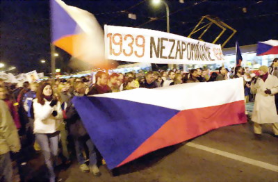 Národní třída v Praze 17. listopadu 1989