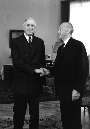 Charles de Gaulle a a německý kancléř Konrad Adenauer, 1963