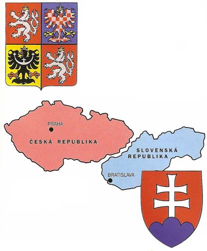 Mapa rozděleného Československa 