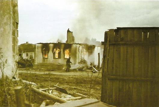 Zničená vesnice u Stalingradu