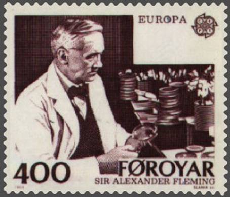 Alexander Fleming na poštovní známce Faerských ostrovů