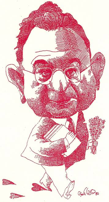 Karikatura Ericha Fromma na zadní straně obalu knihy od Rainera Funka