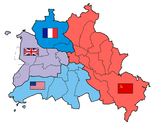 Berlín byl po 2. světové válce rozdělen do čtyř sektorů