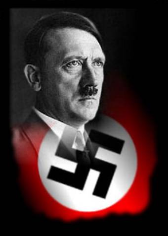 Adolf Hitler a hákový kříž = nacistická propaganda