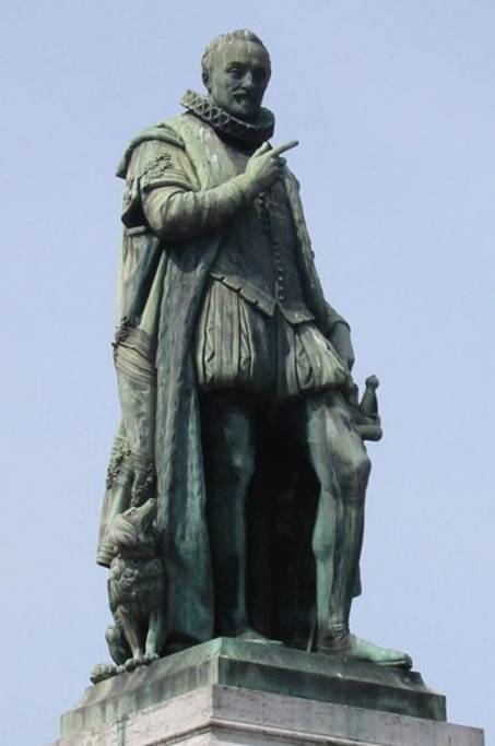 Vilém I. Oranžský na pomníku v Haagu (sídelní město nizozemské vlády)