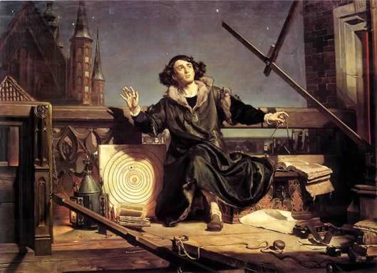 Astronom Koperník rozmlouvá s bohem. Obraz od Jana Matejka