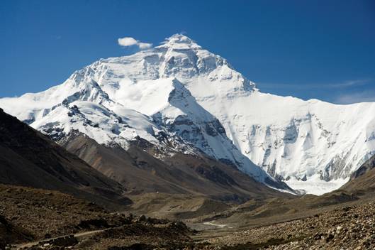 Severní stěna Mount Everestu, pohled z Tibetu