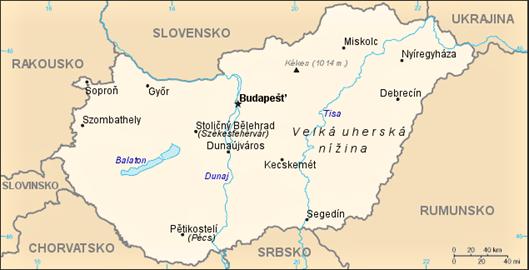 Orientační mapka Maďarska