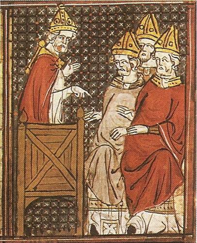 Pape Urban II. vyhlauje roku 1095 na koncilu v Clermontu prvn kovou vpravu proti muslimm