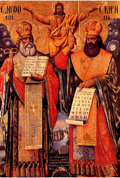 Ikona zobrazující sv. Cyrila a Metoděje