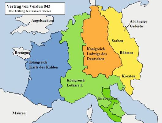 Rozdlen Fransk e podle verdunsk smlouvy z roku 843