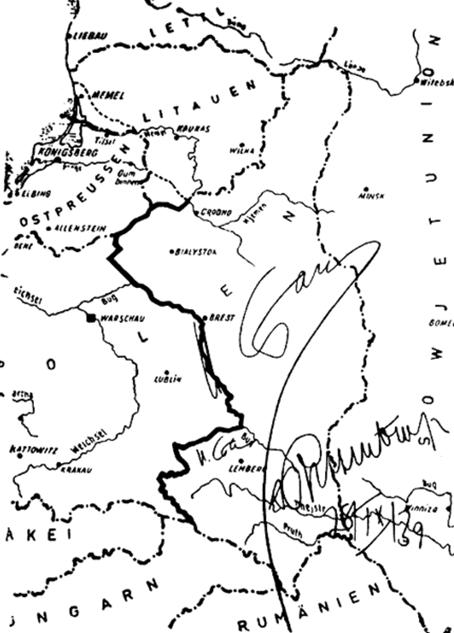 Mapa rozdlen Polska po korekci z 28. z 1939