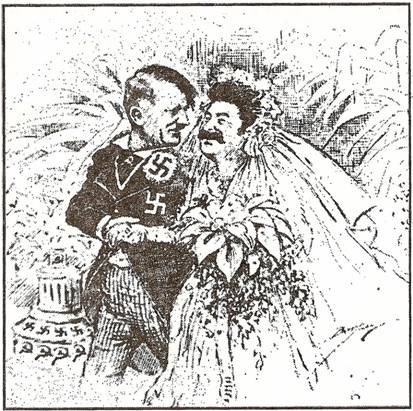 Dobov karikatura kpodpisu paktu Ribbentrop-Molotov