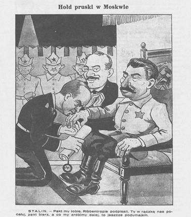 "Prusk pocta Moskv", satirick noviny "Mucha" (8. z 1939, Varava)