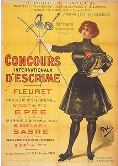 Oficiální plakát šermířských soutěží v roce 1900 v Paříži