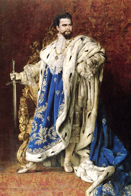 Ludvk II. Bavorsk na obraze Gabriela Schachingera jako velmistr du svatho Ji