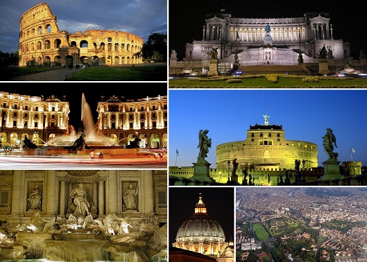Koláž významných památek Říma