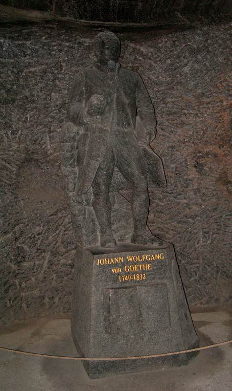 Solná socha jednoho z návštěvníků dolů - Johanna Wolfganga von Goethe